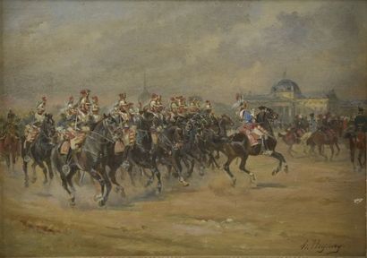 null Henri-Louis DUPRAY (Sedan, 1841 - Paris, 1909).

Charge de cavalerie sur le...