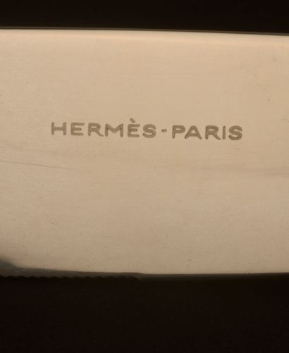 null HERMÈS. 

Part of a silver plated menagere model "Attelage" including six knives,...