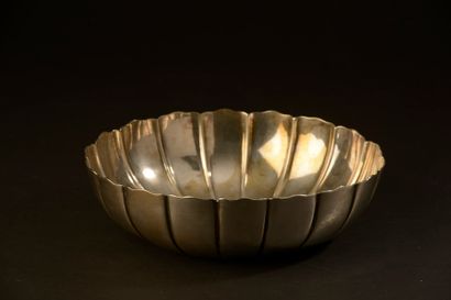 Silver bowl, the body monogrammed, the edge...