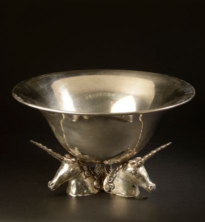 null Jean BOGGIO (born in 1963).

Large flared bowl, the base formed by three unicorn...