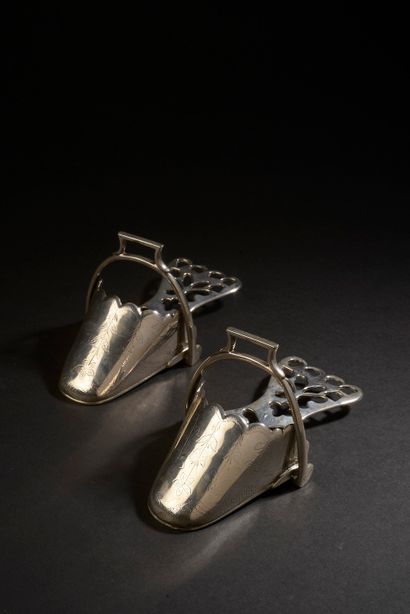 Pair of sconces in the shape of mule in silver...
