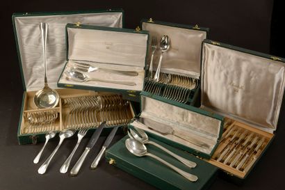 null Luc LANEL (1893-1965) for CHRISTOFLE.

Silver plated "Boréal" model cutlery...