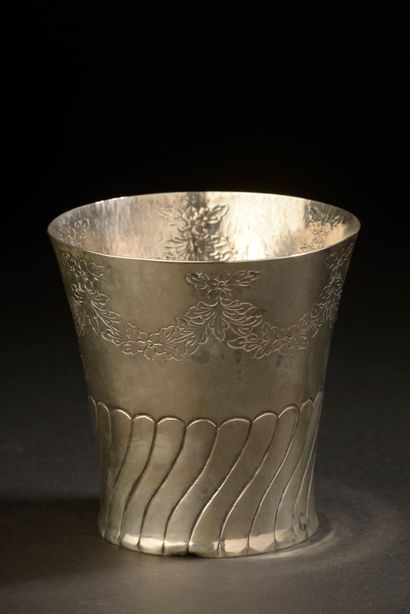 Small flared silver bowl with engraved and...