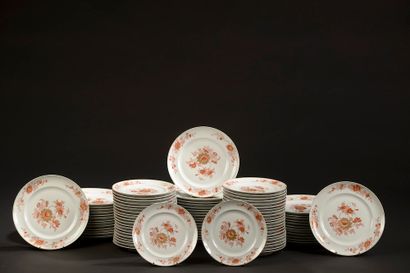  VISTA ALEGRE, Portugal. 
Part of a white porcelain dinner service with red and gold...