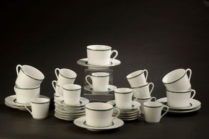  CHRISTOFLE. 
Set of six tea cups and their saucers and eleven coffee cups and twelve...