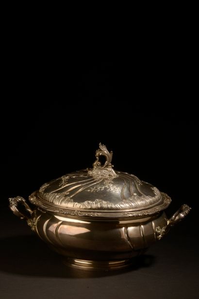 Silver tureen with rocaille decoration, the...