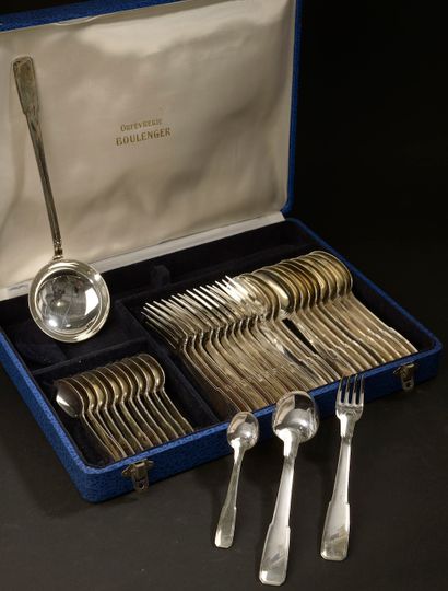 null Luc LANEL (1893-1965) for CHRISTOFLE.

Silver plated "Boréal" model cutlery...