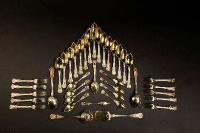 Part of a set of vermeil dessert spoons and...