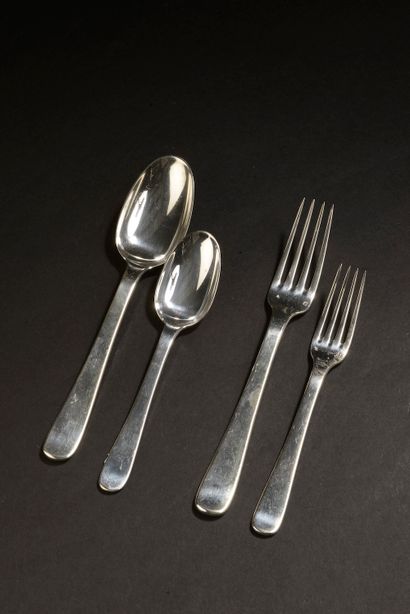 null PUIFORCAT Paris.

Part of a silver menagere including twelve large forks, eight...