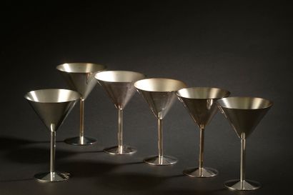 null CHRISTOFLE.

Suite of six silver plated ice-cream bowls "K+T" collection, in...