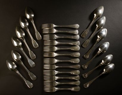 CHRISTOFLE.

Ten silver plated cutlery, double...