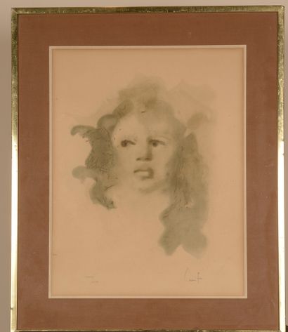 null Leonor FINI (1907-1996). 

 Female face.

Lithograph signed lower right and...