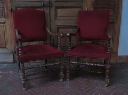 Pair of armchairs in the Louis XIII style,...