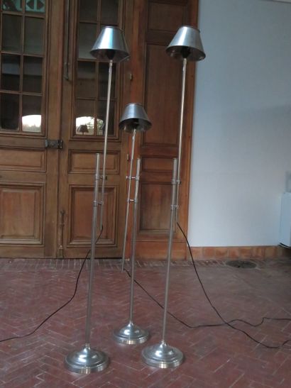 Pair of chrome-plated metal floor lamps,...