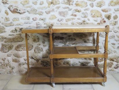 Three-tiered oak sideboard, the chopping...