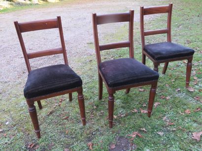 Suite of three chairs, the back with bars,...