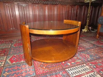 null Set including :

- A circular mahogany and mahogany veneer coffee table with...