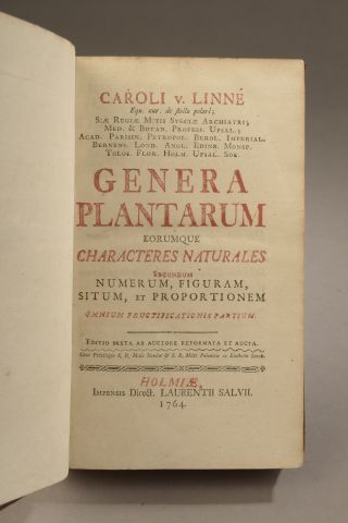 null LINNE (Caroli von). Genera plantarum. Holmiae, Laurentii Salvii, 1764.

In-8,...