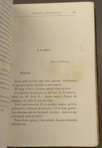 null MONSELET Charles. Lettres gourmandes. Paris, Dentu, 1877. 

Petit in-8 contenant...