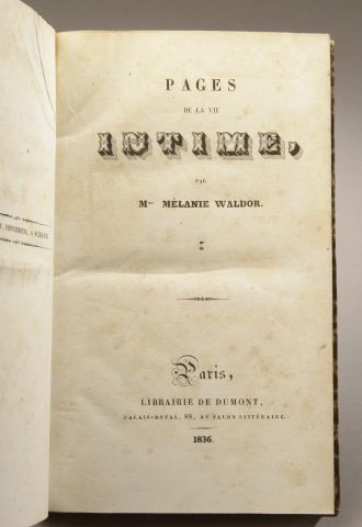 null GAY (Sophie). Elléonore. Paris, Dumont, 1844.

2 volumes in-8. First edition....