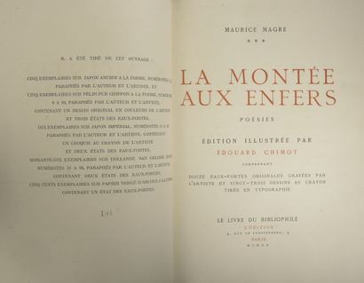 null MAGRE (Maurice). The ascent to the underworld. Poetry. Paris, Le Livre du Bibliophile...