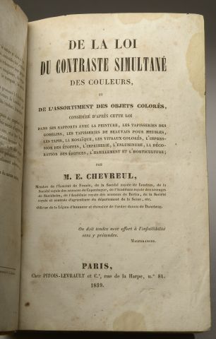 null CHEVREUL (Etienne). On the law of simultaneous contrast of colors. Paris, Pitois-Levrault,...