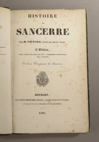 null POUPARD. Histoire de Sancerre. Bourges, Just-Bernard, 1838.

In-12, deuxième...