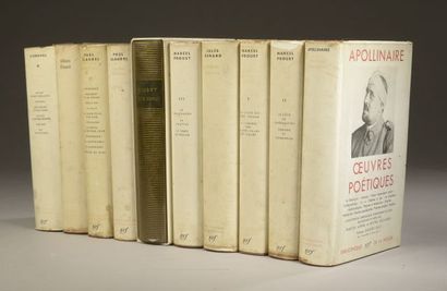 null Set of 10 volumes collection "La PLEIADE" including PROUST in 3 volumes, APOLLINAIRE,...