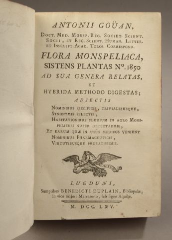 null GOUAN (Antonii).Flora Monspeliaca, sistens plantas n°1850 ad sua genera relatas,...