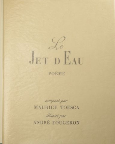 null TOESCA (Maurice). Le jet d'eau. Paris, Raoul Mortier, 1945.

Petit in-4 en feuilles...