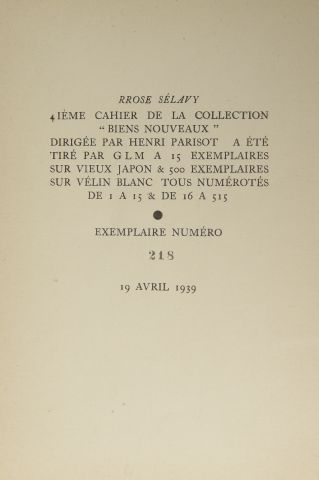 null Collections BIENS NOUVEAUX. Paris, GLM, 1939. 







Ensemble de quatre plaquettes...