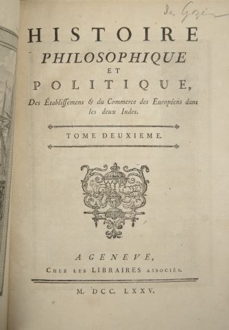 null RAYNAL (Guillaume-Thomas-François, abbot). Philosophical and political history...