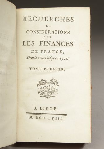 null [FORBONNAIS François Véron, de]. Recherches et considérations sur les finances...