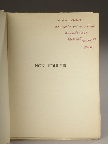 null HUGNET (Georges). Not to want. Paris, Jeanne Bucher, 1942.

In-8, paperback,...