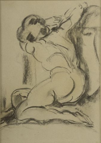 null Henry DE WAROQUIER (1881-1970).

Nude.

Charcoal on bistre paper signed lower...