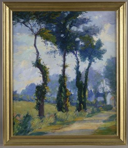 null Abel Geurse WARSKAWSHY (1883-1962).

Chemin bordé d'arbres.

Huile sur toile...