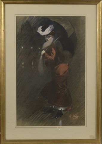 null Jacques WELY (1873-1910).

Trottin sous la pluie.

Technique mixte (fusain,...