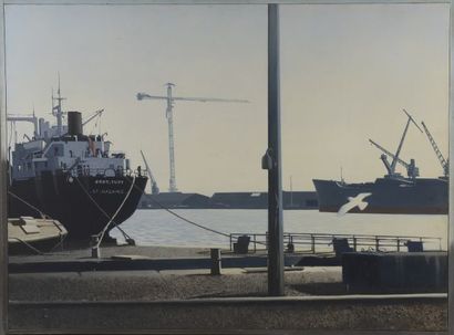 null Michel BEZ (1951-2018).

« Port Tudy, Saint-Nazaire ».

Acrylique sur toile...