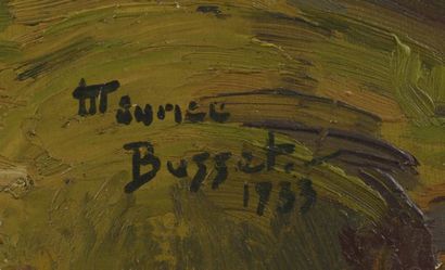 null Maurice BUSSET (1879-1936), school of Murol.

"Sunset, Auvergne".

Oil on panel...