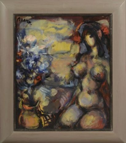 null Eduardo PISANO (1912-1986).

Nude with a bouquet.

Oil on paper mounted on cardboard...