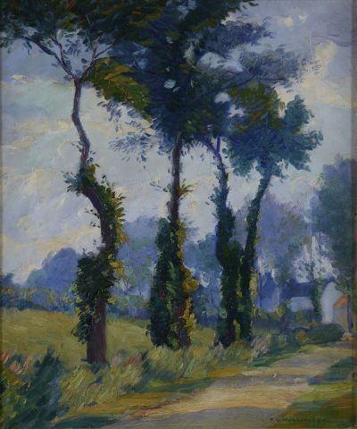 null Abel Geurse WARSKAWSHY (1883-1962).

Chemin bordé d'arbres.

Huile sur toile...