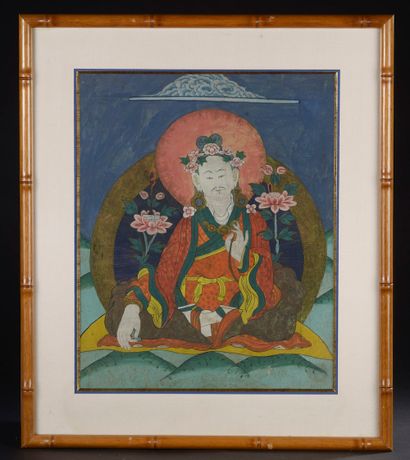 null TIBET - XXe siècle.

Thangka, détrempe sur toile, Sakyamuni assis en padmasana...