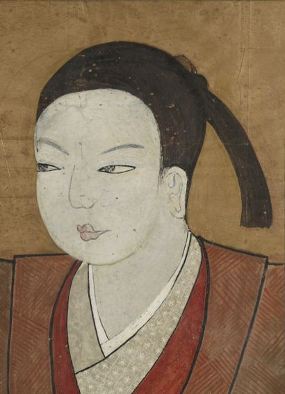null JAPON - Epoque EDO (1603-1868).

Encre polychrome sur papier, portrait d'un...