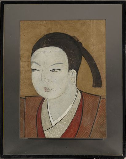 null JAPON - Epoque EDO (1603-1868).

Encre polychrome sur papier, portrait d'un...