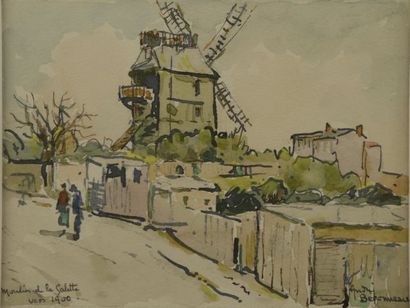 null André BERONNEAU (1886-1973). 

"Moulin de la Galette vers 1900" ; "Le moulin...