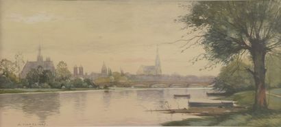 null Albert MARKS (1871-1941).

Paysages de l'Est de la France, un fleuve au premier...