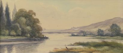 null Albert MARKS (1871-1941).

Paysages de l'Est de la France, un fleuve au premier...