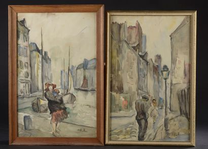 null Fred PAILHES (1902-1991).

Personnages dans une ruelle ; La femme sur le port.

Deux...