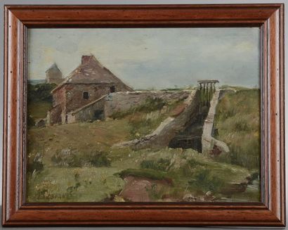 null Edme-Émile LABORNE (1837-1913).

Paysage au moulin.

Huile sur panneau signé...