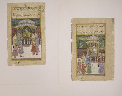 null Deux miniatures Indiennes sur papier représentant probablement le prince Khuram...